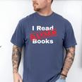 I Read Banned Books Censored Red Stamp Reading Librarian Men's Comfort Colors T-Shirt Blue Jean