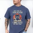 i Read Books And i Know Things Cat Reading Cat Coffee Books Men's Comfort Colors T-Shirt Blue Jean