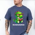 Readasaurus Reading Dinosaur Book Reader Bookworm Men's Comfort Colors T-Shirt Blue Jean