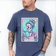 The Reader Retro Reading Skeleton Books Flowers Tarot Card Men's Comfort Colors T-Shirt Blue Jean The Reader Retro Reading Skeleton Books Flowers Tarot Card Men's Comfort Colors T-Shirt Blue Jean