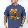 Reading Book Lover Red Panda Read Books Be Kind Stays Weird Men's Comfort Colors T-Shirt Blue Jean