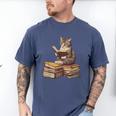Reading Cat Book Lover Men's Comfort Colors T-Shirt Blue Jean