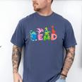 Reading Dinosaur T Rex Dino Book Lover Men's Comfort Colors T-Shirt Blue Jean