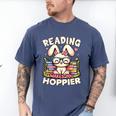 Reading Makes You Hoppier Bunny Book Fans Toddler Kid Men's Comfort Colors T-Shirt Blue Jean Reading Makes You Hoppier Bunny Book Fans Toddler Kid Men's Comfort Colors T-Shirt Blue Jean