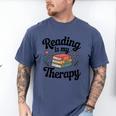 Reading Is My Therapy Book Lover Bookworm Men's Comfort Colors T-Shirt Blue Jean