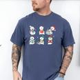 Reading Snowman Christmas Book Lovers Bookworm Librarian Men's Comfort Colors T-Shirt Blue Jean