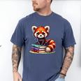 Red Panda Books Lover Reading Bookworm Men's Comfort Colors T-Shirt Blue Jean