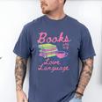 Retro Books Are My Love Language Valentine Book Lovers Men's Comfort Colors T-Shirt Blue Jean