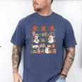 Retro Ghost Reading Book Teacher Librarian Bookish Christmas Men's Comfort Colors T-Shirt Blue Jean