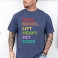 Retro Read Books Lift Heavy Pet Dogs Gym Book Lover Men's Comfort Colors T-Shirt Blue Jean