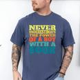 Retro Never Underestimate The Power Of a Boy With a Book Men's Comfort Colors T-Shirt Blue Jean
