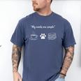 Simple Needs Coffee Paw & Books Reading Graphic Book Lovers Men's Comfort Colors T-Shirt Blue Jean Simple Needs Coffee Paw & Books Reading Graphic Book Lovers Men's Comfort Colors T-Shirt Blue Jean