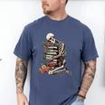 Skeleton Reading Book Halloween Bookworm Bibliophile Reader Men's Comfort Colors T-Shirt Blue Jean