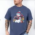 Snowman Reading Book Lovers Christmas Bookworm Librarian Men's Comfort Colors T-Shirt Blue Jean