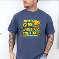 Softball Just A Girl Comic Book Style Graphic For Teens Men's Comfort Colors T-Shirt Blue Jean