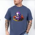 Spooky Grim Reaper Reading A Book Cute Creepy Halloween Men's Comfort Colors T-Shirt Blue Jean
