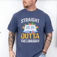 Straight Outta The Library Book Lover Men Women Premium Tri-Blend Men's Comfort Colors T-Shirt Blue Jean
