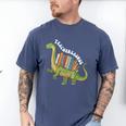 Teachersaurus Dinosaur Teachers Dino Reading Book Librarian Men's Comfort Colors T-Shirt Blue Jean