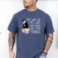 That's What I Do I Pet Cat I Read Books Tuxedo Cat Bookworm Men's Comfort Colors T-Shirt Blue Jean