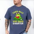 Toad-Ally 100 Days Smarter Frog Reading Book 100 School Day Men's Comfort Colors T-Shirt Blue Jean