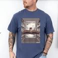 Totally Weird Tees Cat Library Book Reading Literary Men's Comfort Colors T-Shirt Blue Jean