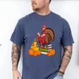 Turkey Reading Books Fall Thanksgiving Teacher Book Men's Comfort Colors T-Shirt Blue Jean Turkey Reading Books Fall Thanksgiving Teacher Book Men's Comfort Colors T-Shirt Blue Jean