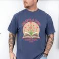 Unearth a Story 2026 Summer Reading Program Flowers Book Men's Comfort Colors T-Shirt Blue Jean