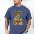 Unearth a Story Triceratops Dinosaur Reading Books Cute Dino Men's Comfort Colors T-Shirt Blue Jean Unearth a Story Triceratops Dinosaur Reading Books Cute Dino Men's Comfort Colors T-Shirt Blue Jean