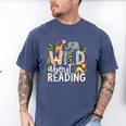 Wild About Reading Animals And Book Lovers Men's Comfort Colors T-Shirt Blue Jean