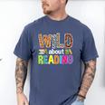 Wild About Reading Library Day Reading Books & Bookworm Men's Comfort Colors T-Shirt Blue Jean