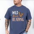 Wild About Reading Teacher Books Reader Lovers Leopard Zebra Men's Comfort Colors T-Shirt Blue Jean