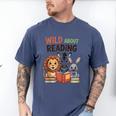 Wild About Reading Zoo Animals For Bookworm Book Reader Men's Comfort Colors T-Shirt Blue Jean