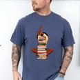Woman And Books Stack Afro Girl Book Lover Men's Comfort Colors T-Shirt Blue Jean