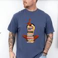 Woman And Books Stack Afro Girl Book Lover Premium Tri-Blend Men's Comfort Colors T-Shirt Blue Jean