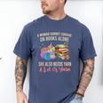 A Woman Cannot Survive On Books Alone She Needs Yarn Crochet Premium Tri-Blend Men's Comfort Colors T-Shirt Blue Jean