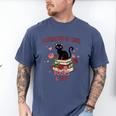 Women's Cat Books Romantic Floral Aesthetic Book Lover Cat Owner Men's Comfort Colors T-Shirt Blue Jean