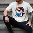 Adorable Book Lover Calico Cat With Reading Glasses Cute For Men Women Kids Men's Comfort Colors T-Shirt Ivory