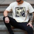 Bigfoot With Alien Reading A Book Bigfoot And UFO Men's Comfort Colors T-Shirt Ivory