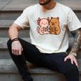 Capybara Axolotl Kawaii Kids Anime Book Lover Reading Men's Comfort Colors T-Shirt Ivory
