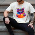 Cat Book Shirt Colorful Cat Reading Book Men's Comfort Colors T-Shirt Ivory