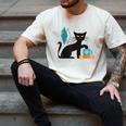 Cat Midcentury With Book And Coffee Atomic Age Mid Century Men's Comfort Colors T-Shirt Ivory