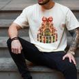Coquette Christmas Book Tree Xmas Lights Librarian Teacher Men's Comfort Colors T-Shirt Ivory