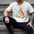 Cute Bunny Reading Book Glasses Bookworm Men's Comfort Colors T-Shirt Ivory