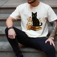 Cute Cat Book Flowers Men's Comfort Colors T-Shirt Ivory