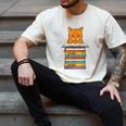 Cute Orange Tabby Cat Reading On Pile Of Books Men's Comfort Colors T-Shirt Ivory Cute Orange Tabby Cat Reading On Pile Of Books Men's Comfort Colors T-Shirt Ivory