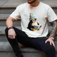 Cute Penguin Reading Book Faux-Crochet Print Men's Comfort Colors T-Shirt Ivory