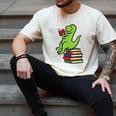 Dino Reading Read Reading Librarian Book Men Boys Kids Men's Comfort Colors T-Shirt Ivory