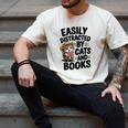 Easily Distracted By Cats And Books Lovers Reading Men's Comfort Colors T-Shirt Ivory
