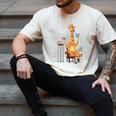 Giraffe Reading Tea Books Coffee Book Lover Graphic Men's Comfort Colors T-Shirt Ivory