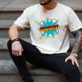 Kids Boys Benjamin Name Personalized Superhero Comic Book Men's Comfort Colors T-Shirt Ivory